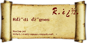 Rádi Ágnes névjegykártya